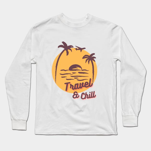 Travel And Chill Traveller Long Sleeve T-Shirt by MinimalSpace